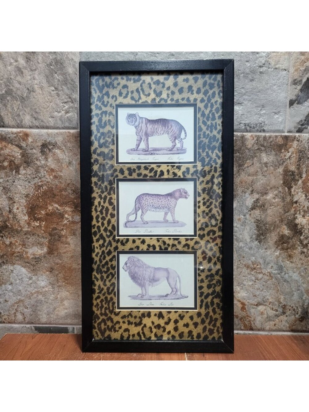 Framed Big Cats Wall Art Lithograph Prints Tiger Panther Lion Leopard Print Matt
